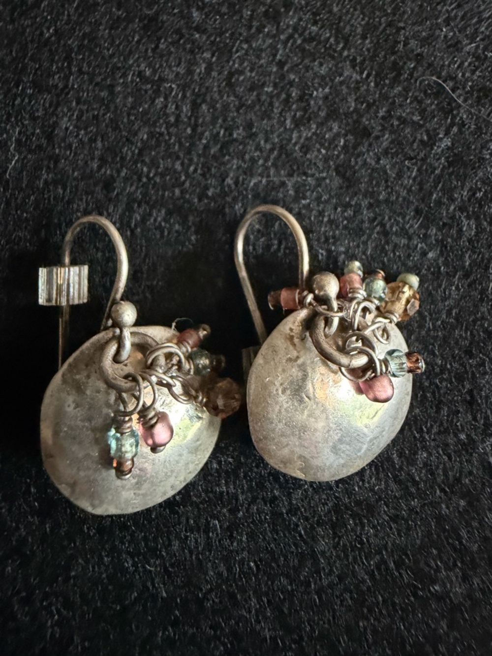Dollars Sterling Silver Disc Drop Earrings with Multicolor Beads